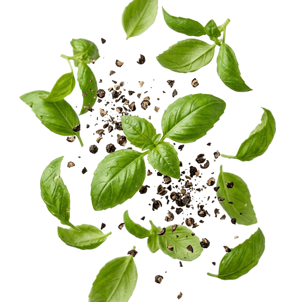 Fresh Floating Herbs & Peppercorn Garnish